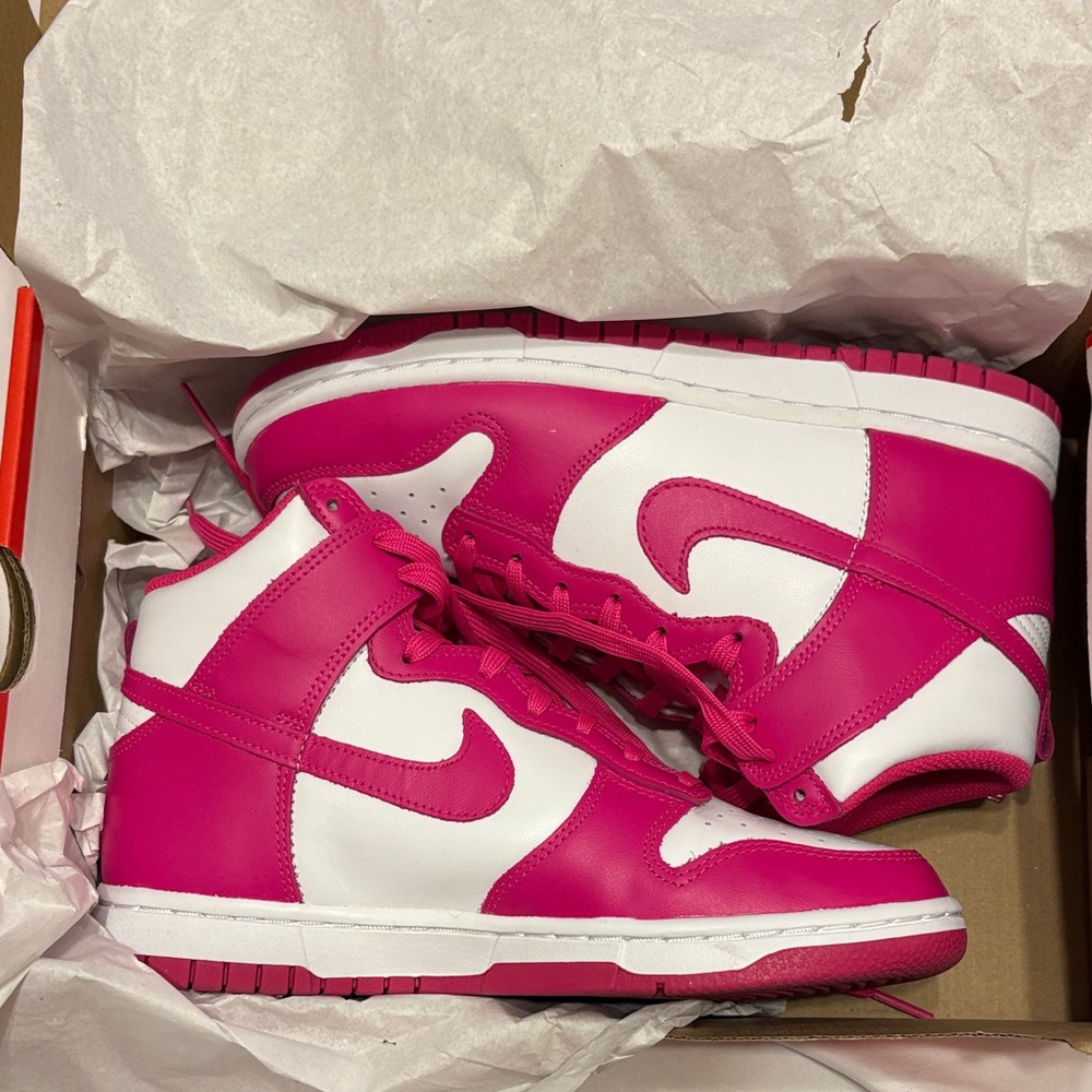 Nike Kids Fuchsia and White High-Top Sneakers